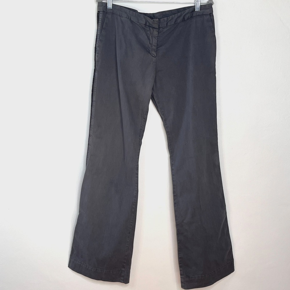 James Perse Chino Pants Womens 31 Black Flared Leg‎ Velvet Side Stripe Casual